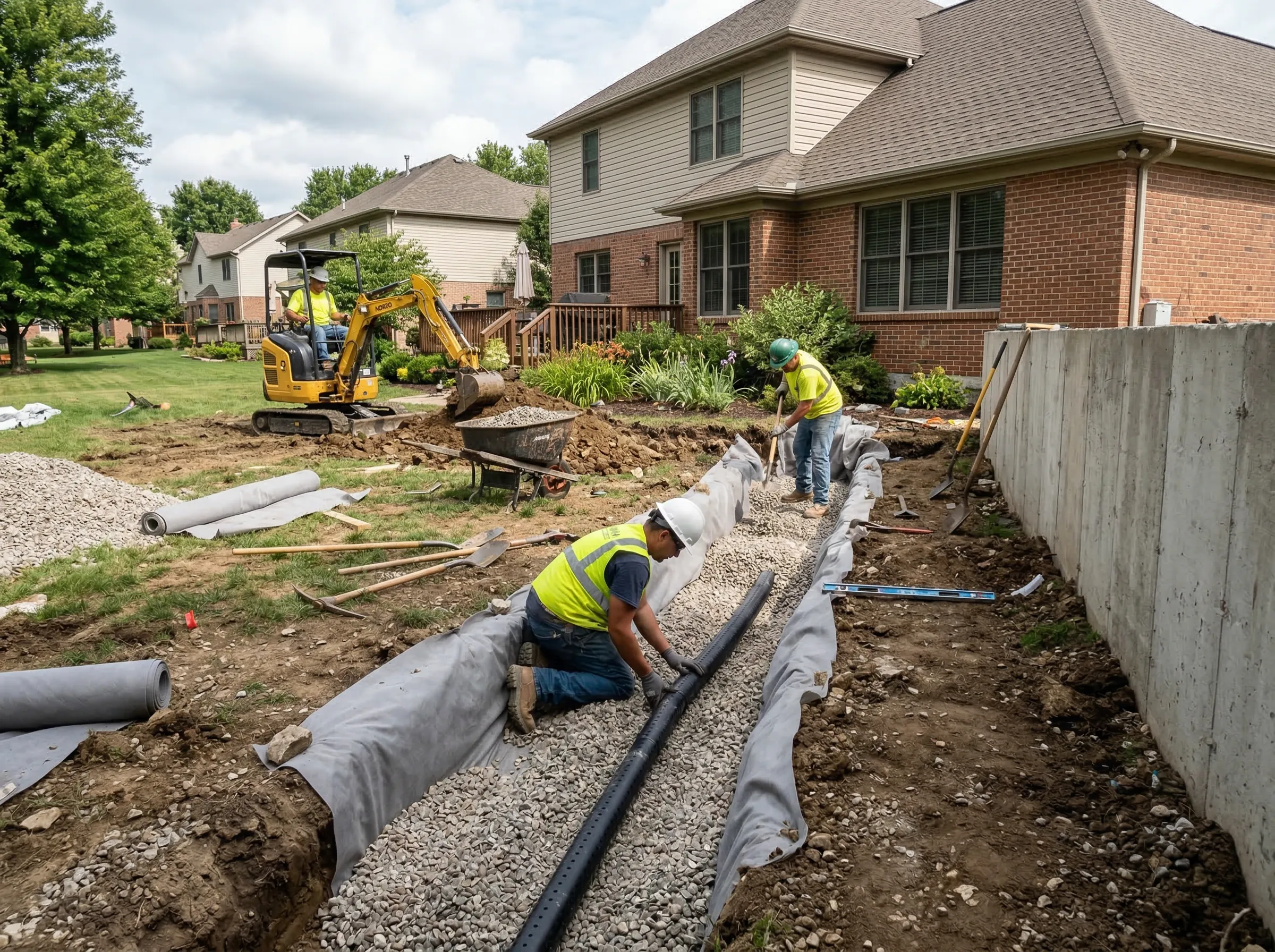 French Drain Installation Drainage Solution Builder in Lenexa KS