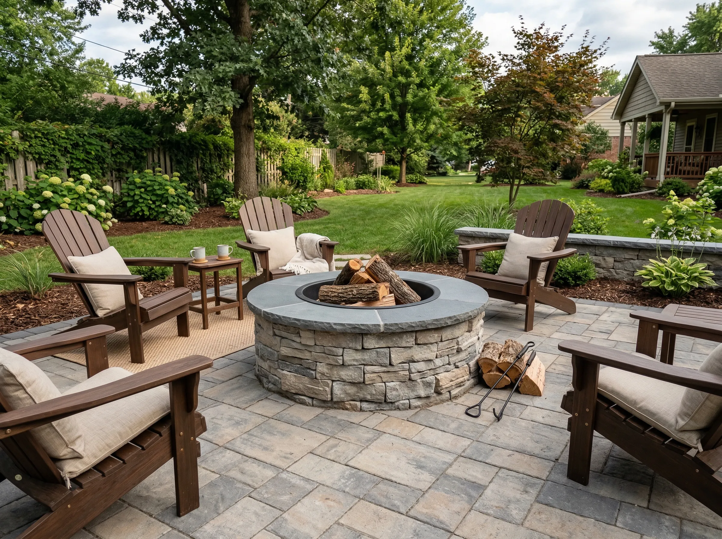 Stone Firepit Landscaping in Lenexa KS